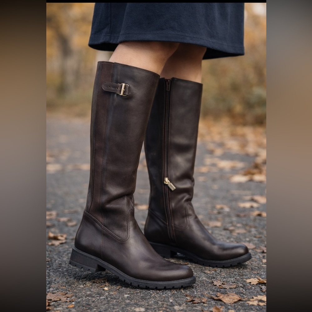 Blondo Dark Brown Tall Riding Boots with Side Zip water resistant size 8M